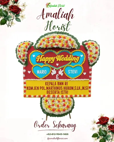 Karangan Papan Bunga Pernikahan di Kacapiring